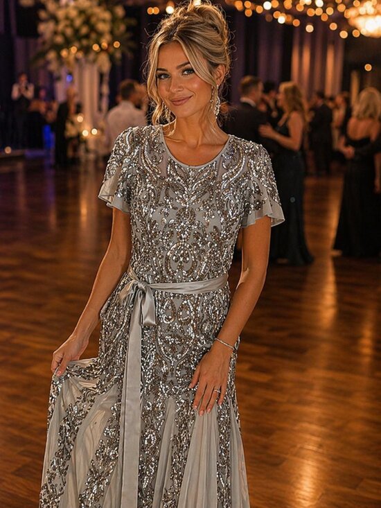 R&M Richards Dresses & Skirts - R&M Richards ✨ Silver Sequin Embellished Evening Gown ✨ Make a stunning entranc
